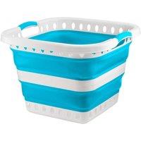 Bedsland H+ Collapsible Laundry Basket 39L Blue Foldable Clothes Hamper