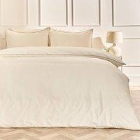 OHS Piped Edge Bedding Set Soft Duvet Cover with Pillowcase in Ivory | Size: Double