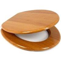 BARGAINS-GALORE 18" Wooden Universal Bathroom Wc Toilet Seat & Fittings Antique Wood in Brown