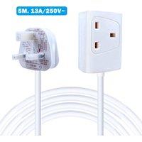 ExtraStar 1 Way 13A Extension Leads with Cable 3G1.25, 5M, White