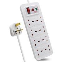ExtraStar 8 Gang Switched Surge-Protected Extension Lead 2m White 13A