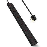 ExtraStar 6 Gang Individually Switched Surge-Protected Extension Lead 3M Black, 13A in Black