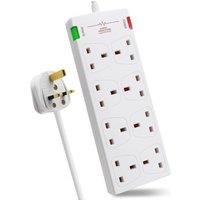 ExtraStar 8 Gang Surge-Protected Extension Lead 1M 13A in White