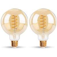 ExtraStar Spiral Vintage LED Filament Light Bulb, 6W G80 E27 Bulb (Pack of 2) in Yellow