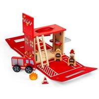 Bigjigs Toys Fire Station On The Go in Red