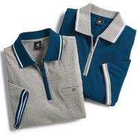 Pegasus Men's 2 Pack Cotton Zip Neck Pique Polo in Grey | Size: 2XL
