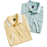 Pegasus Men's Cotton Polo Shirts Twinpack Pique Short Sleeve with Button Chest in Mint | Size: Large