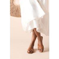 Dorothy Perkins Women's Carlotta Faux Leather Comfort Flat Sliders in Tan | Size: 7