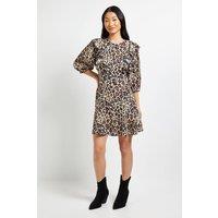 Dorothy Perkins Women's Petite Animal Lace Trim Tie Back Printed Mini Dress | Size: 10