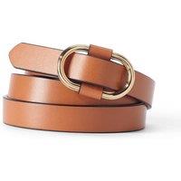 Lands' End Women's Adjustable Skinny Leather Belt in Light Brown | Size: Small