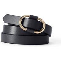 Lands' End Women's Adjustable Skinny Leather Belt in Black | Size: Medium