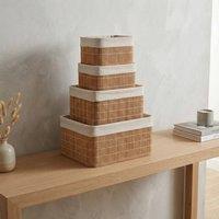 Garden Greatness 4 Pack Bamboo Storage Baskets in Natural
