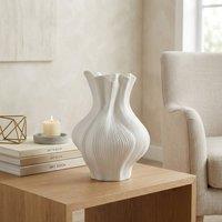 Garden Greatness Maison Wavy Ribbed Blanc Vase | Size: 1 Pack