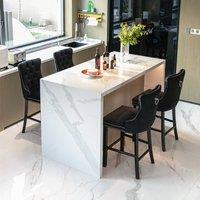 Modern Home Touch Romsey Set of 4 Velvet Kitchen Breakfast Barstools with Wooden Legs & Knocker Ring Back in Black | Size: 4 Pack