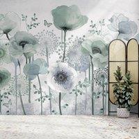 Superfresco Easy Poppy Teal Print To Order 3m x 2.8m Mural in Blue