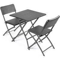 Christow Garden Bistro Set 3 Piece Rattan Effect Table Chairs Outdoor Furniture