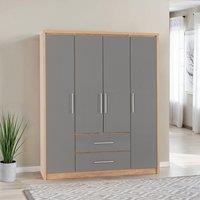 Seconique Seville 4 Door 2 Drawer Wardrobe in Grey