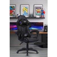 Neo Foot Turbo Massage Leather Recliner PC Gaming Chair with Footrest in Black