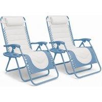 Keplin Set of 2 XXL Premium Heavy Duty Padded Zero Gravity Chairs in Blue