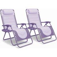 Keplin Set of 2 XXL Premium Heavy Duty Padded Zero Gravity Chairs in Lilac