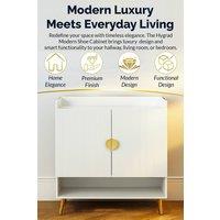 Hygrad Built to Survive Modern Shoe Cabinet with 2 Doors, Cupboard for 15 Pairs of Shoes in White