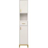 Hygrad Built to Survive Tall Bathroom Storage Unit Small Spaces Narrow Cabinet Drawer Shelves in White