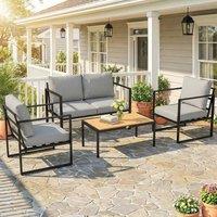 OUTSUNNY Outdoor Garden Furniture Set, 4 Piece Patio Furniture in Grey