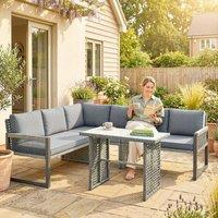 OUTSUNNY 4 Piece Rattan Garden Furniture Set with 3 Loveseats, Table, Grey