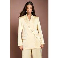Coast Women's Satin Double Breasted Blazer in Lemon | Size: 16