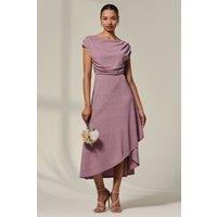 Jolie Moi Women's Asymmetric Cowl Neck Midi Dress in Mauve | Size: 12