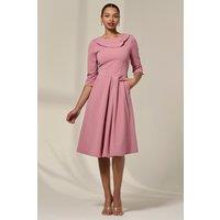 Jolie Moi Women's Sloan 3/4 Sleeve Midi Dress in Pale Pink | Size: 10