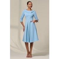 Jolie Moi Women's Sloan 3/4 Sleeve Midi Dress in Light Blue | Size: 10