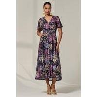 Jolie Moi Women's Floral Mesh Angel Sleeve Midaxi Dress | Size: 10