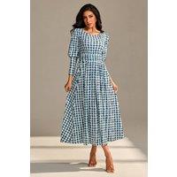 Jolie Moi Women's Long Puff Sleeved Jersey Maxi Dress in Blue | Size: 10