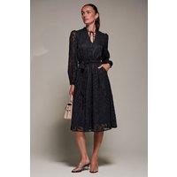 Jolie Moi Women's Tie Neck Chiffon Midi Dress in Black | Size: 14