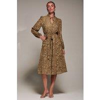 Jolie Moi Women's Tie Neck Chiffon Midi Dress in Brown | Size: 10