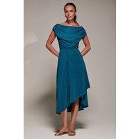 Jolie Moi Women's Draped Jersey Cowl Neck Midi Dress in Blue | Size: 16