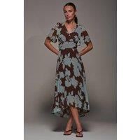 Jolie Moi Women's Chiffon Pleated Dip Hem Maxi Dress | Size: 8