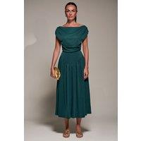 Jolie Moi Women's Asymmetric Neckline Midaxi Dress in Dark Green | Size: 10
