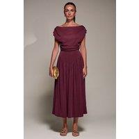 Jolie Moi Women's Asymmetric Neckline Midaxi Dress in Burgundy | Size: 8