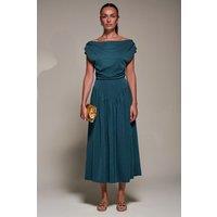 Jolie Moi Women's Asymmetric Neckline Midaxi Dress in Teal | Size: 10