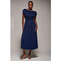 Jolie Moi Women's Asymmetric Neckline Midaxi Dress in Navy | Size: 16