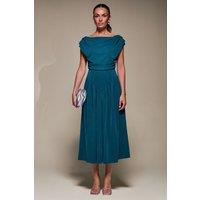Jolie Moi Women's Asymmetric Neckline Midaxi Dress in Blue | Size: 14