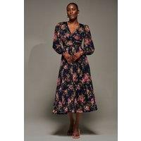 Jolie Moi Women's Long Sleeve Printed Lace Maxi Dress in Navy | Size: 18