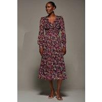 Jolie Moi Women's Long Sleeve Printed Lace Maxi Dress | Size: 14