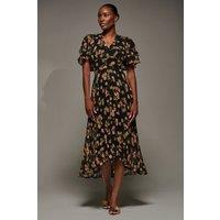 Jolie Moi Women's Angel Sleeve Pleated Chiffon Midaxi Dress | Size: 16