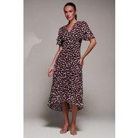 Jolie Moi Women's Angel Sleeve Pleated Chiffon Midaxi Dress in Purple | Size: 18