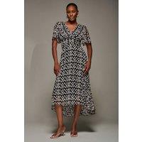 Jolie Moi Women's Chiffon Frill Sleeved Maxi Dress in Black | Size: 10