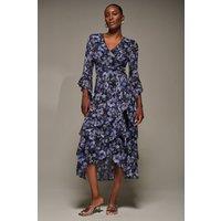 Jolie Moi Women's Ruffle Sleeve Tiered Mesh Midaxi Dress in Black | Size: 10