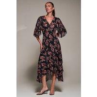 Jolie Moi Women's Frill Trim Mesh Maxi Dress | Size: 14